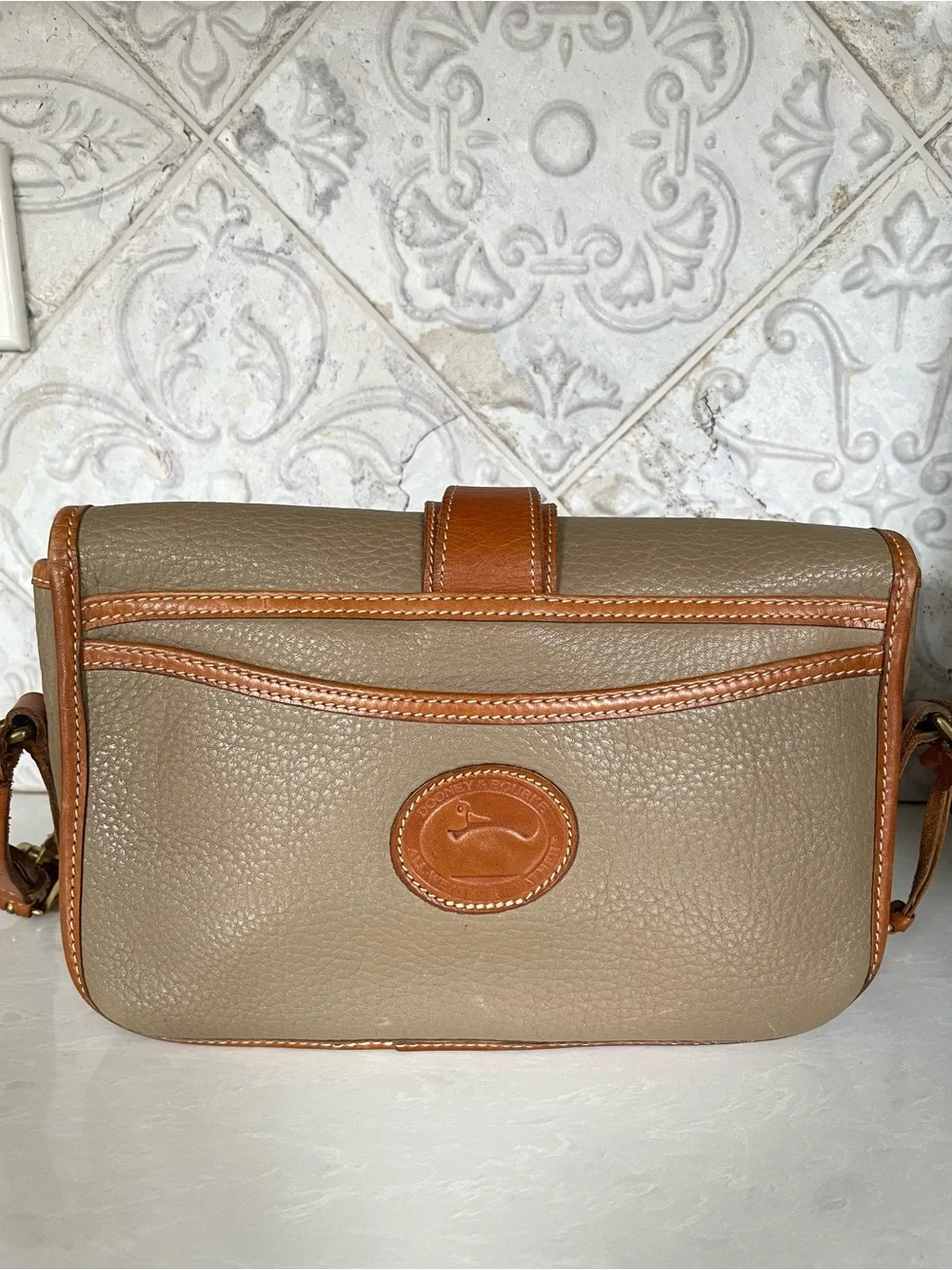Dooney & Bourke - Vintage Taupe Crossbody with Tan Trim